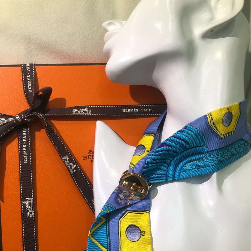 HERMÉS玫瑰金色 圓圈窩釘絲巾扣XB438-9