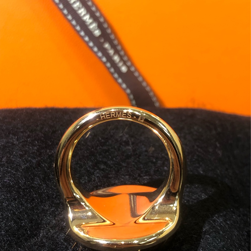 HERMÉS玫瑰金色 圓圈窩釘絲巾扣XB438-12