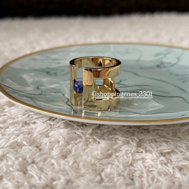 愛馬仕 Hermes 全新品 90絲巾釦 藍紋石 金色配件-2