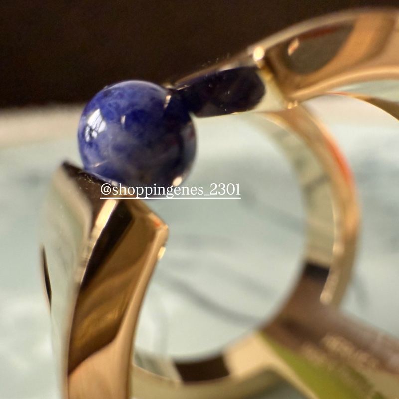 愛馬仕 Hermes 全新品 90絲巾釦 藍紋石 金色配件-9