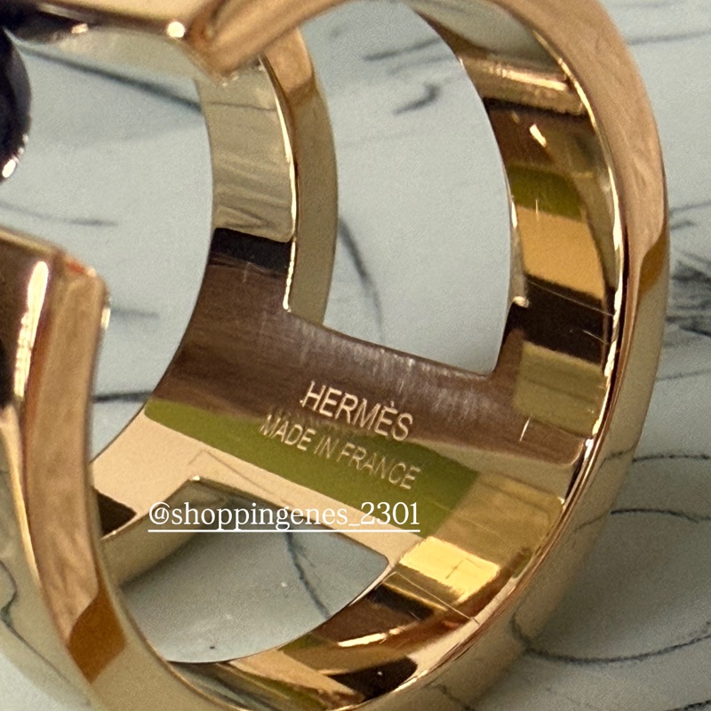 愛馬仕 Hermes 全新品 90絲巾釦 藍紋石 金色配件-10