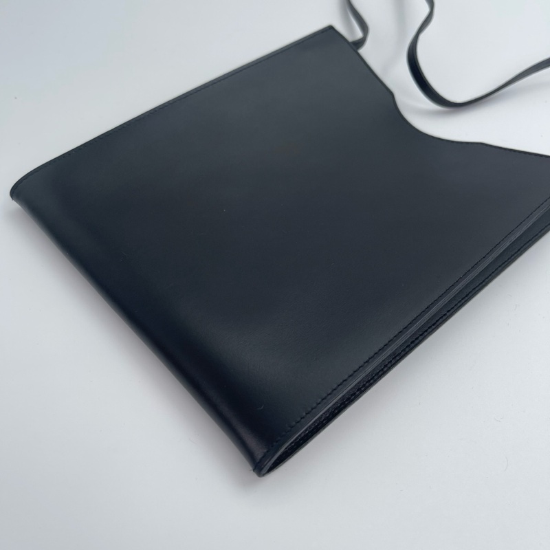 「JL精品代購」 愛馬仕黑色小牛皮斜挎信封包-7