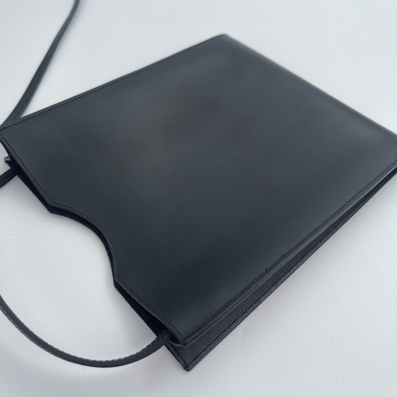「JL精品代購」 愛馬仕黑色小牛皮斜挎信封包-8