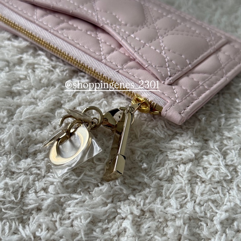 沒有了 迪奧 粉色愛心縫線零錢票卡夾 扁卡包 情人節限量-4