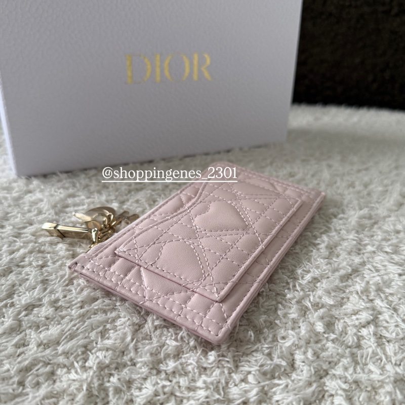 沒有了 迪奧 粉色愛心縫線零錢票卡夾 扁卡包 情人節限量-5