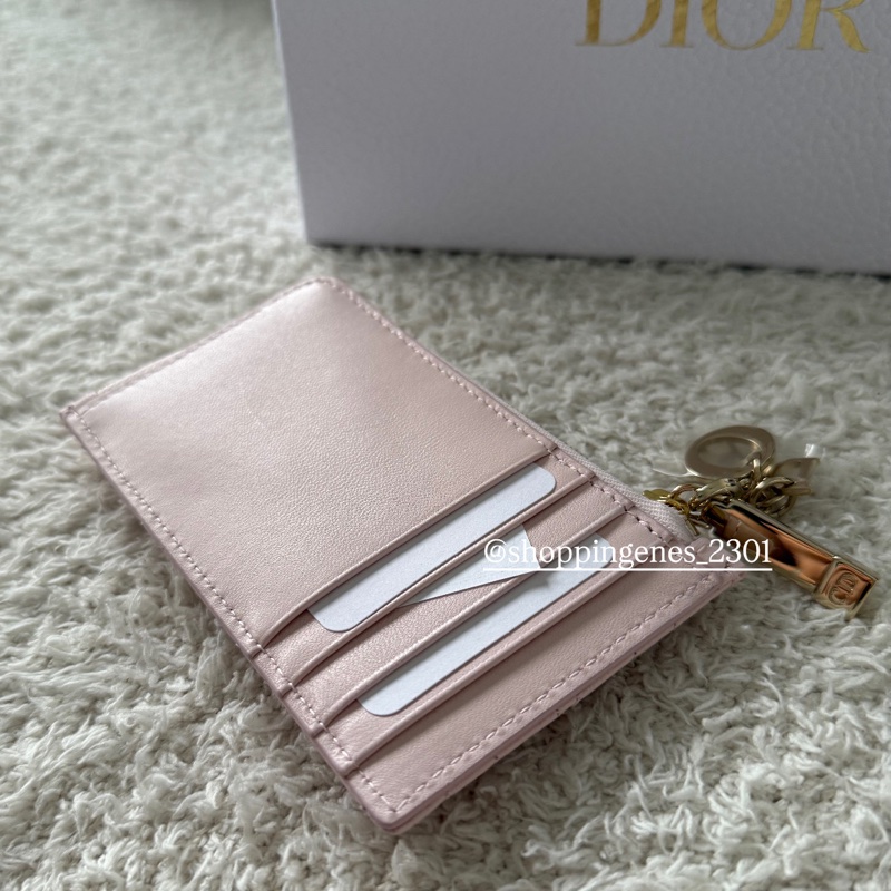 沒有了 迪奧 粉色愛心縫線零錢票卡夾 扁卡包 情人節限量-6