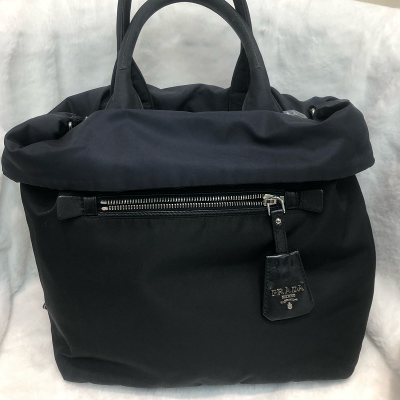 Prada 黑藍拼色降落傘tote 托特包 XA529-9