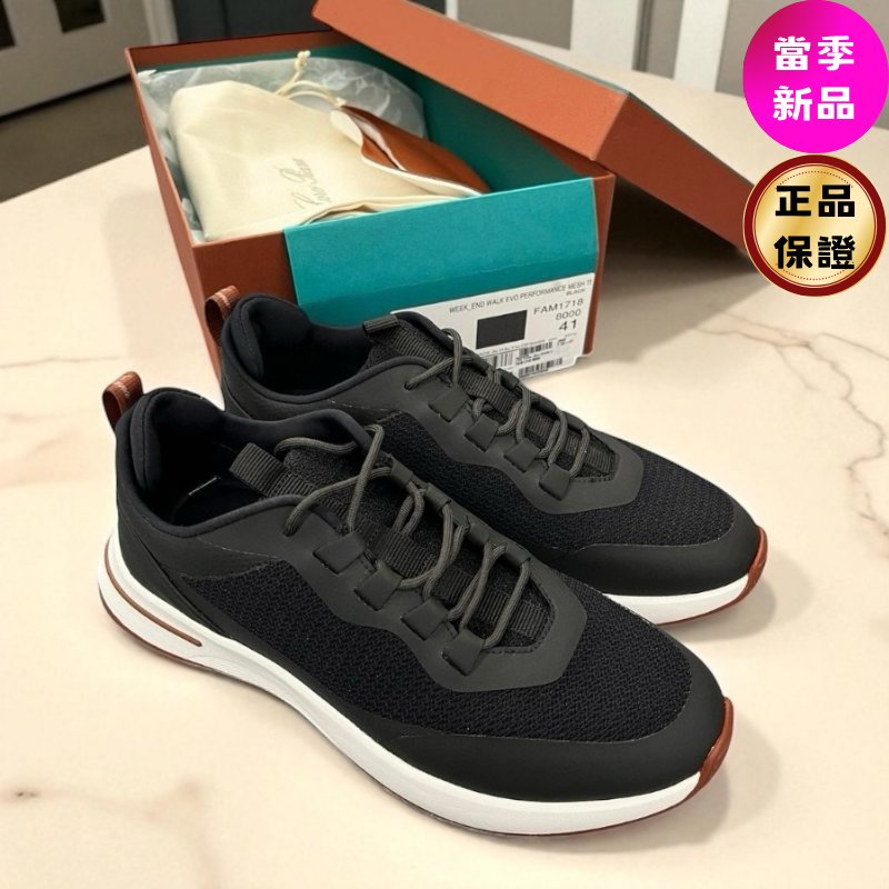 🎉新品好折扣✨Loro Piana FAM1718 男款超細纖維 Week-End Walk 運動鞋 黑色 EU39/39.5/40/40.5/41/41.5/42/42.5(購買請告知所需尺寸)-0