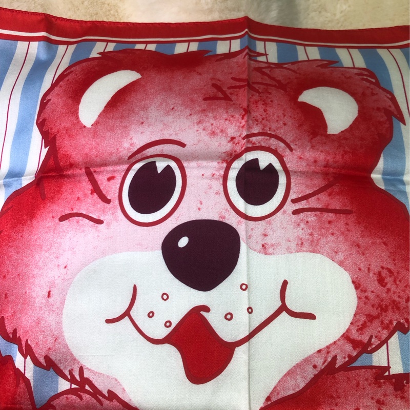 VIVIAN WESTWOOD西太后藍白間條小熊方巾 O546-4