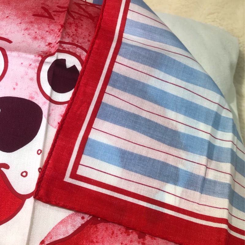 VIVIAN WESTWOOD西太后藍白間條小熊方巾 O546-6