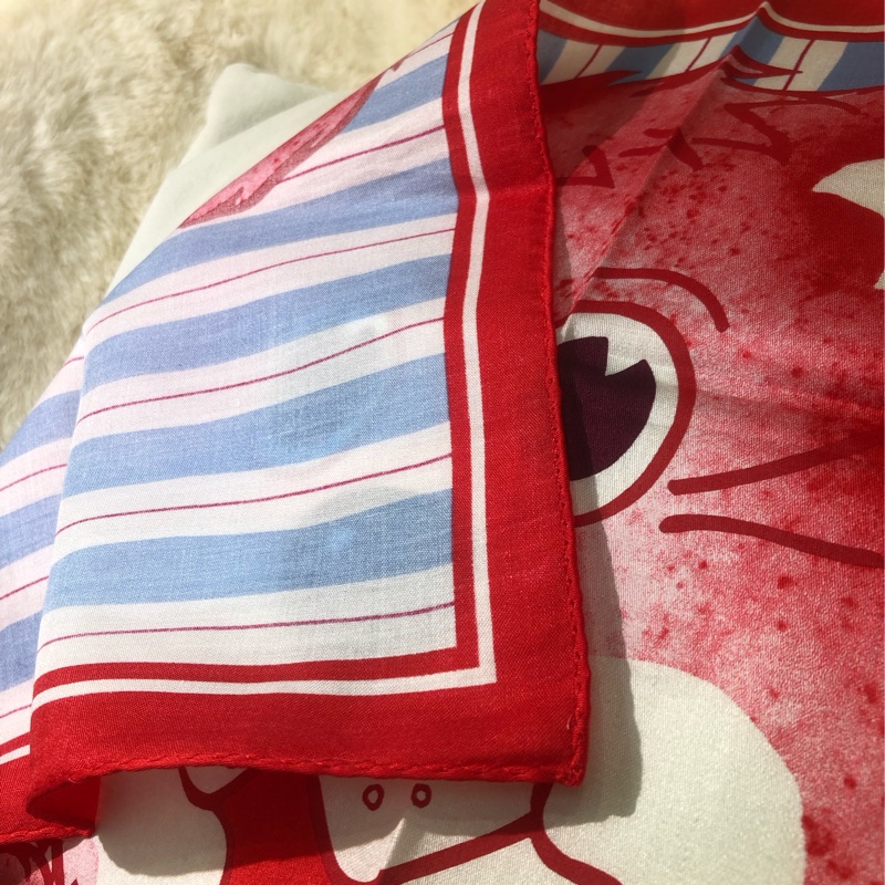 VIVIAN WESTWOOD西太后藍白間條小熊方巾 O546-19