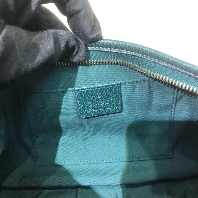 Gucci 古馳墨綠色老花布料腋下包 XB204-8