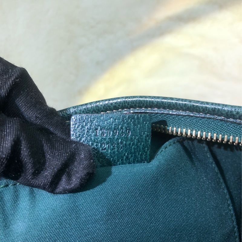 Gucci 古馳墨綠色老花布料腋下包 XB204-17