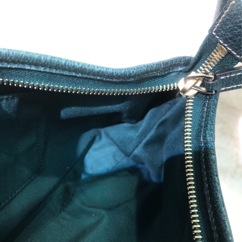 Gucci 古馳墨綠色老花布料腋下包 XB204-20