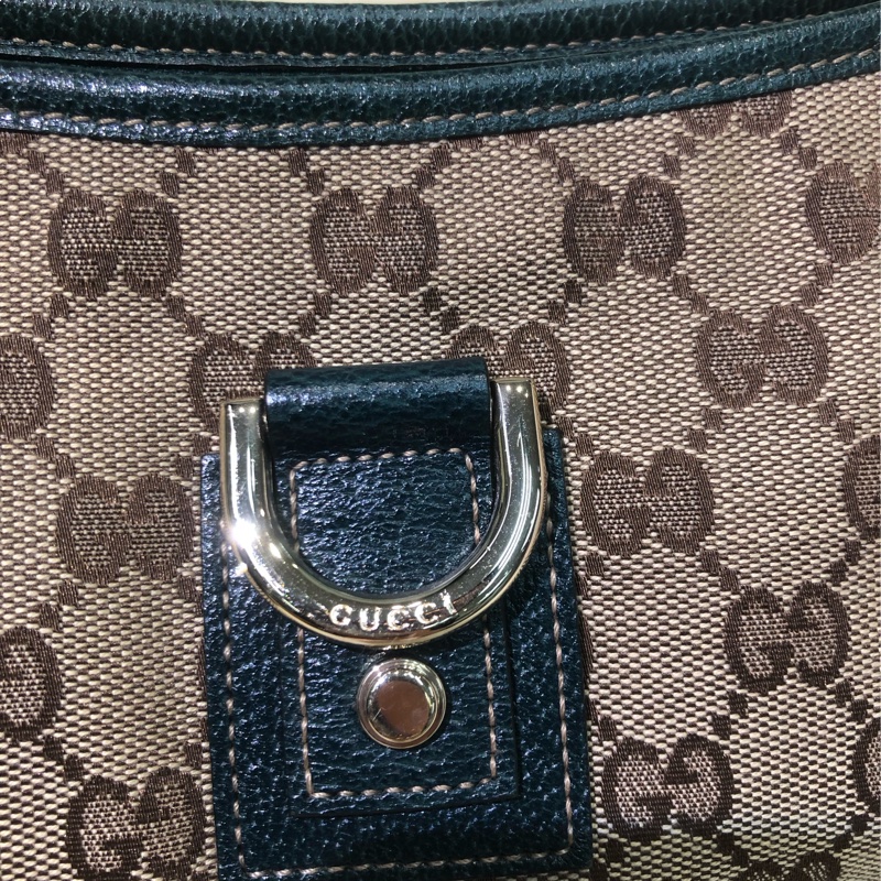 Gucci 古馳墨綠色老花布料腋下包 XB204-23