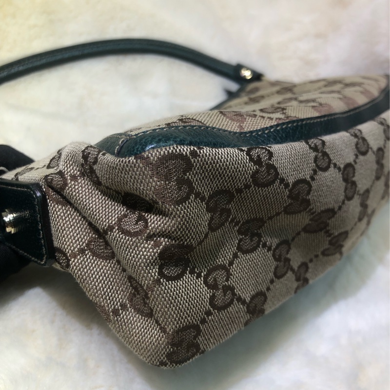 Gucci 古馳墨綠色老花布料腋下包 XB204-34