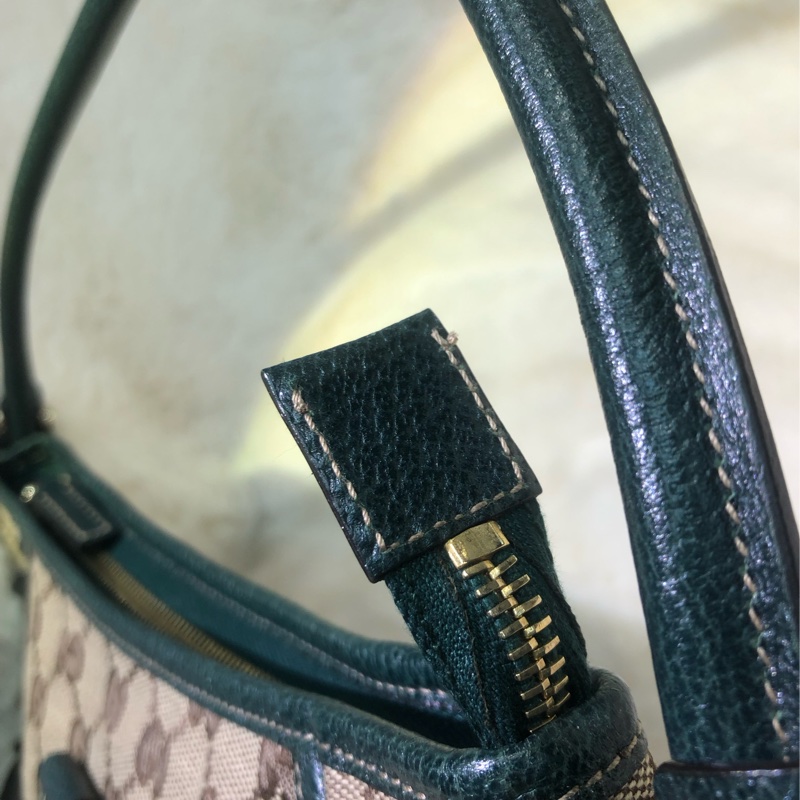 Gucci 古馳墨綠色老花布料腋下包 XB204-39