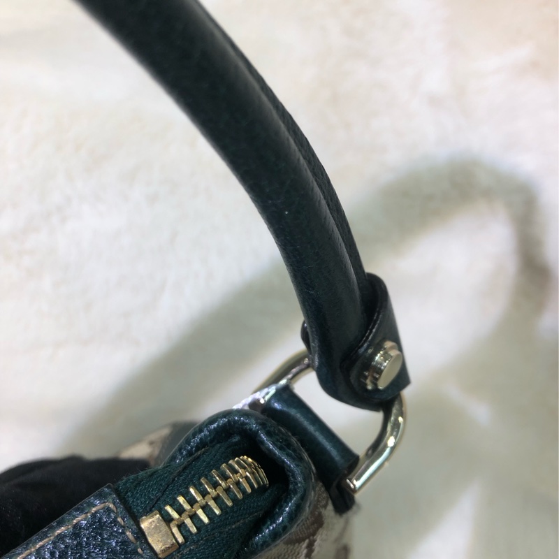 Gucci 古馳墨綠色老花布料腋下包 XB204-55