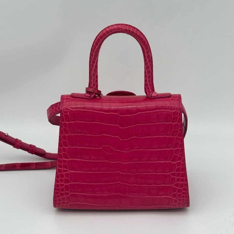 「JL精品代購」 德爾沃delvaux brilliant 玫紅mini20cm 鱷魚皮-2