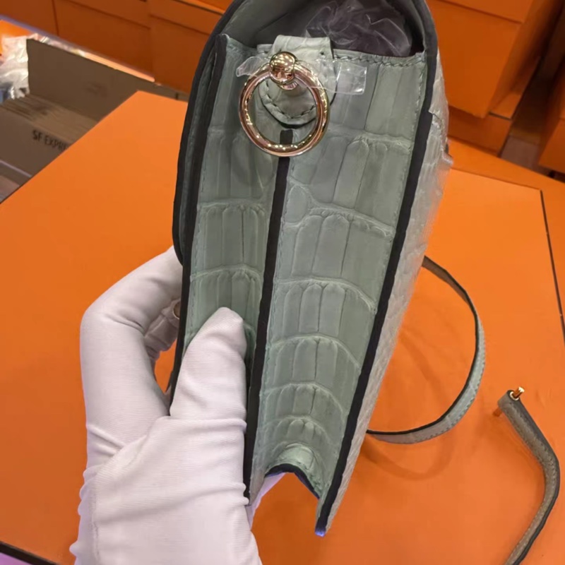全新 愛馬仕Hermes roulis 6u薄荷綠 19豬鼻子 金扣 Z刻 防塵盒子齊-2