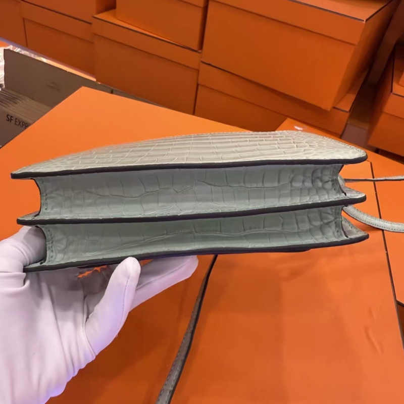 全新 愛馬仕Hermes roulis 6u薄荷綠 19豬鼻子 金扣 Z刻 防塵盒子齊-3