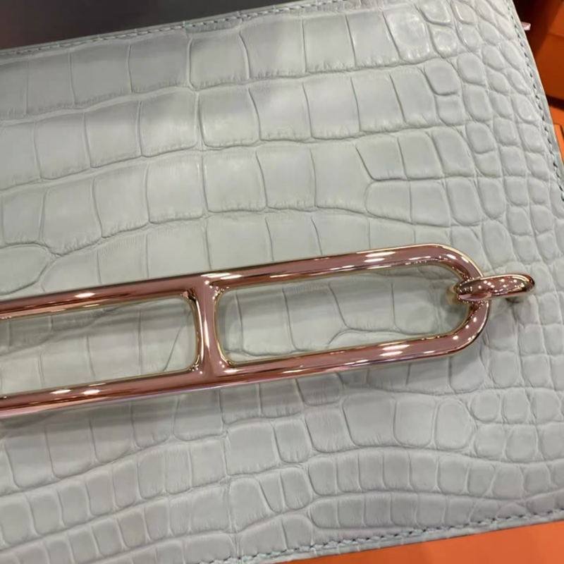 全新 愛馬仕Hermes roulis 6u薄荷綠 19豬鼻子 金扣 Z刻 防塵盒子齊-7