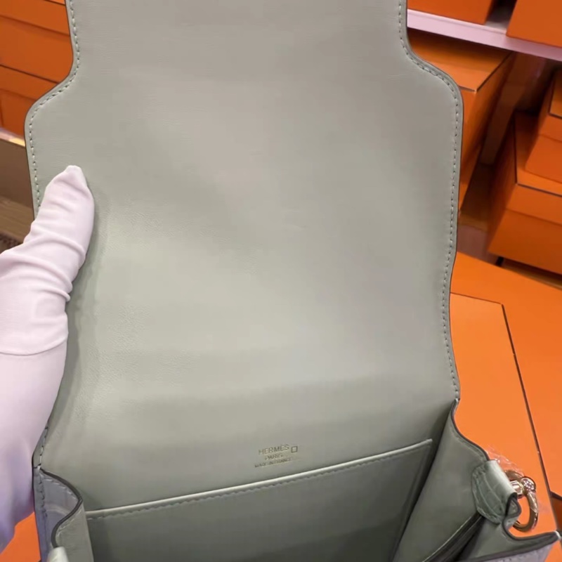全新 愛馬仕Hermes roulis 6u薄荷綠 19豬鼻子 金扣 Z刻 防塵盒子齊-8