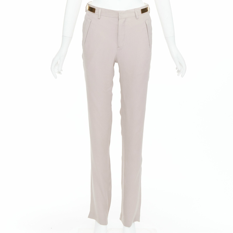 GIVENCHY Riccardo Tisci Runway gold waist metal bar pink pants FR36 S-0
