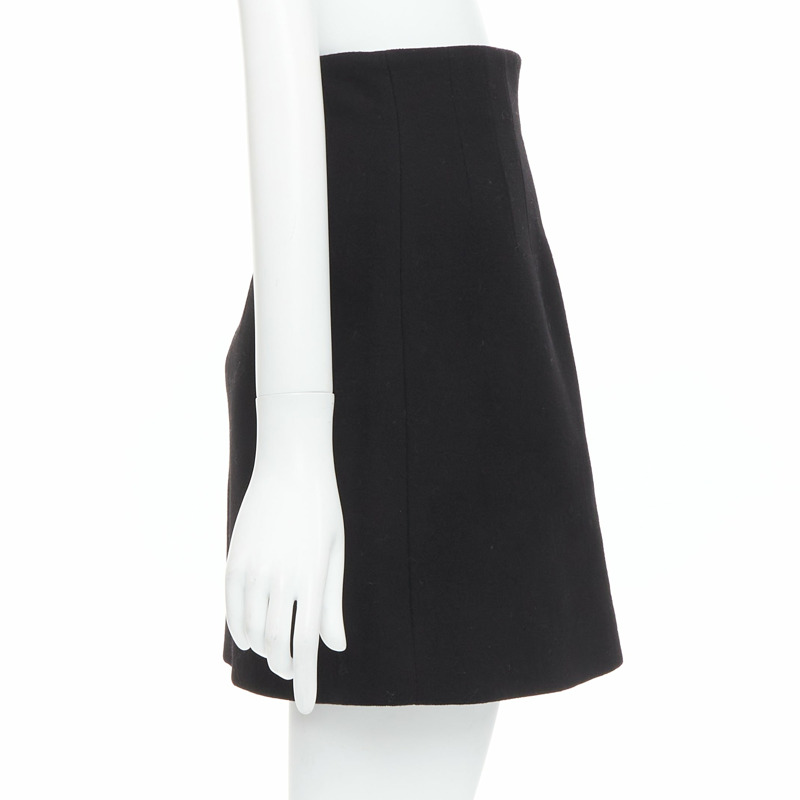 MIU MIU 2013 black 100% virgin wool high waist darted skirt IT36 XXS-3