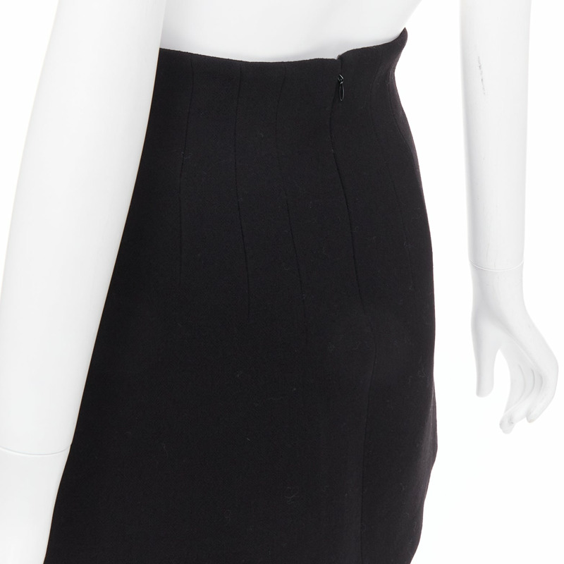MIU MIU 2013 black 100% virgin wool high waist darted skirt IT36 XXS-6