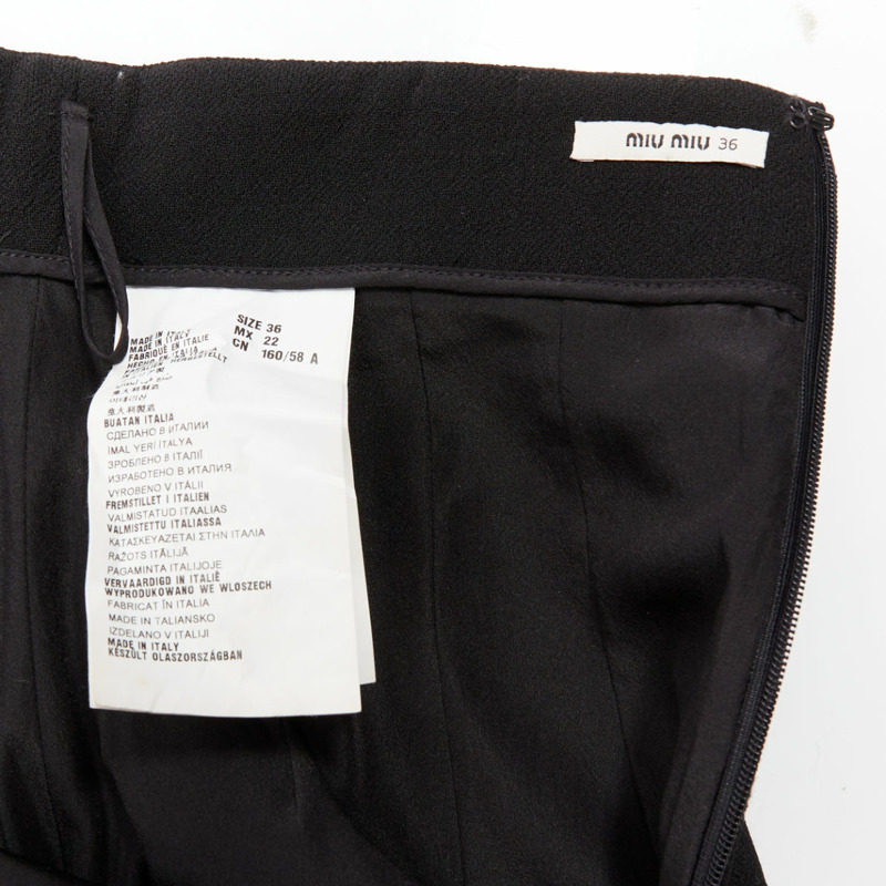 MIU MIU 2013 black 100% virgin wool high waist darted skirt IT36 XXS-7