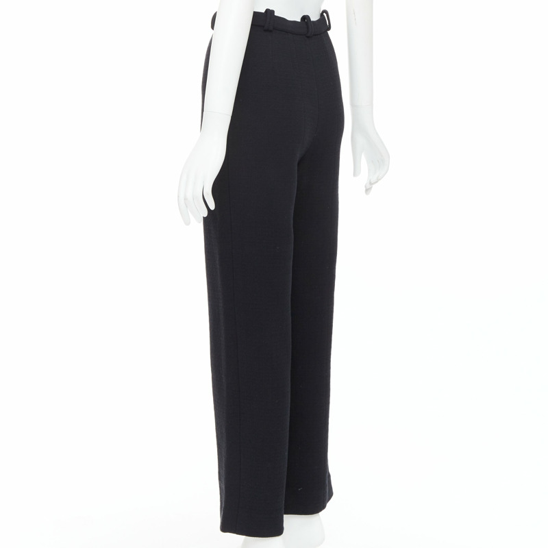 CHANEL black cotton blend 5 crystal button structured pants FR36 S-5