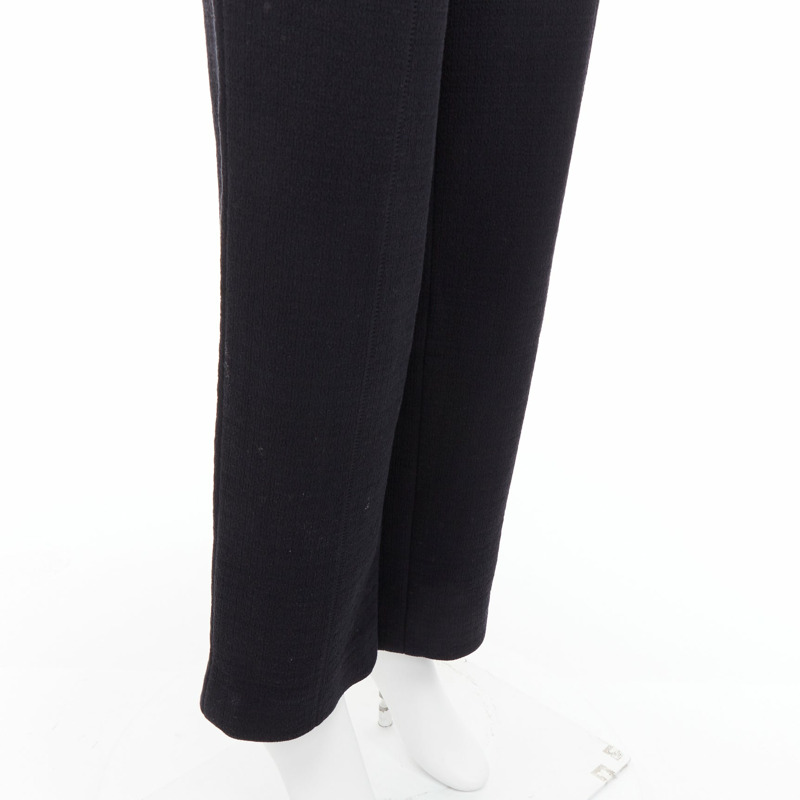 CHANEL black cotton blend 5 crystal button structured pants FR36 S-6