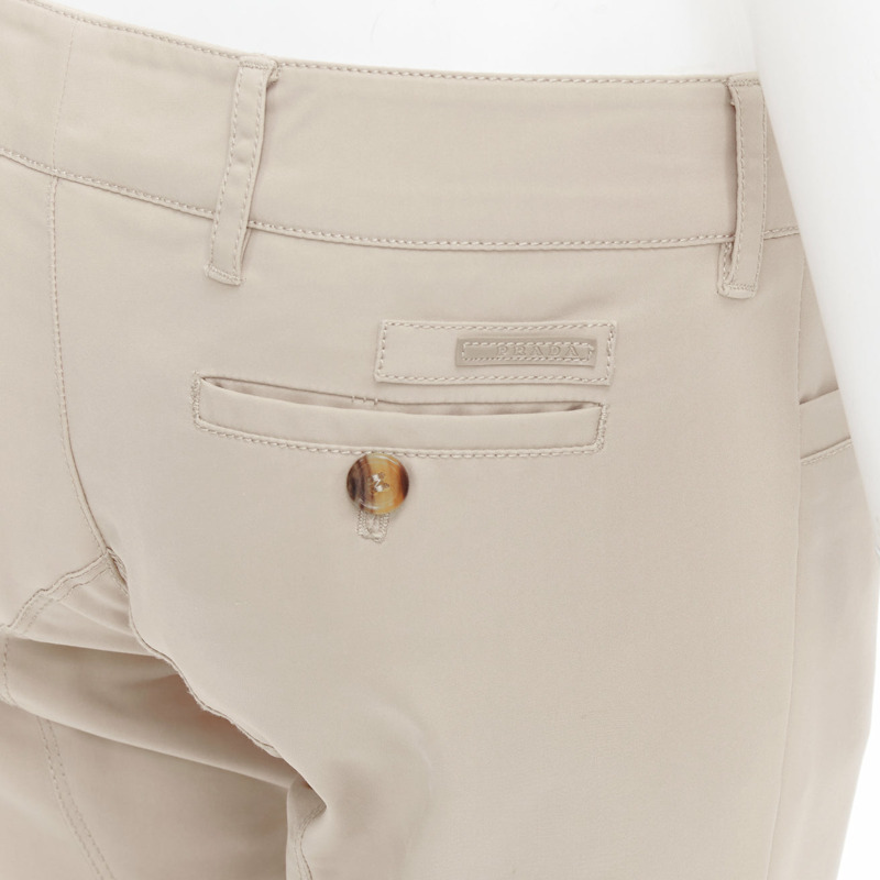PRADA 2010 beige cotton blend low waist tapered pants IT40 S-1