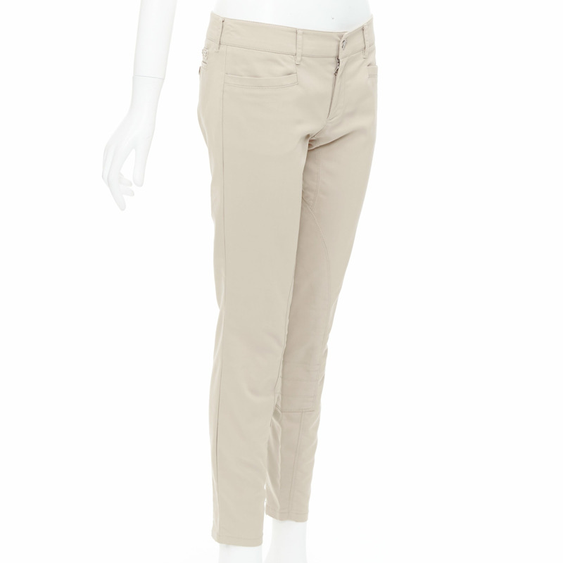 PRADA 2010 beige cotton blend low waist tapered pants IT40 S-2
