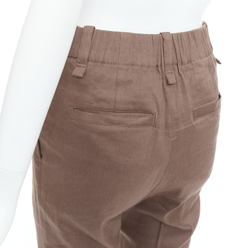 ISSEY MIYAKE brown linen blend high waist pants JP1 S-1