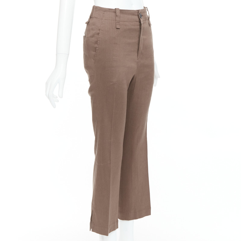 ISSEY MIYAKE brown linen blend high waist pants JP1 S-2
