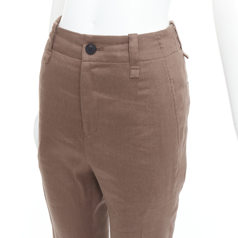 ISSEY MIYAKE brown linen blend high waist pants JP1 S-6