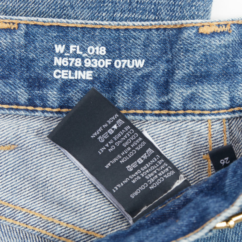 CELINE W_FL_018 Dylan blue washed gold triomphe buckle bootcut jeans 26"-7