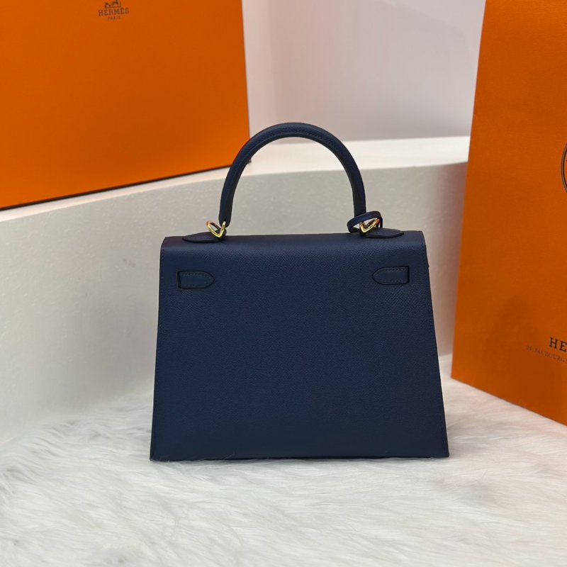 HERMES Kelly 25 - 海軍藍金 W-4