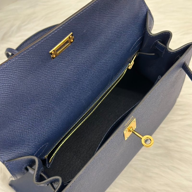 HERMES Kelly 25 - 海軍藍金 W-6