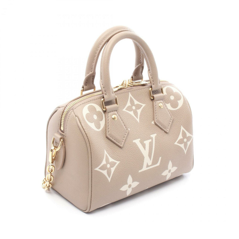 Louis Vuitton Speedy Bandouliere 20 手提包，Monogram Empreinte 皮革，米色，女款，M46575-1