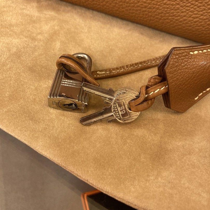 Hermes kelly 32 Togo Stamp Squ H Gold/ Silver-4