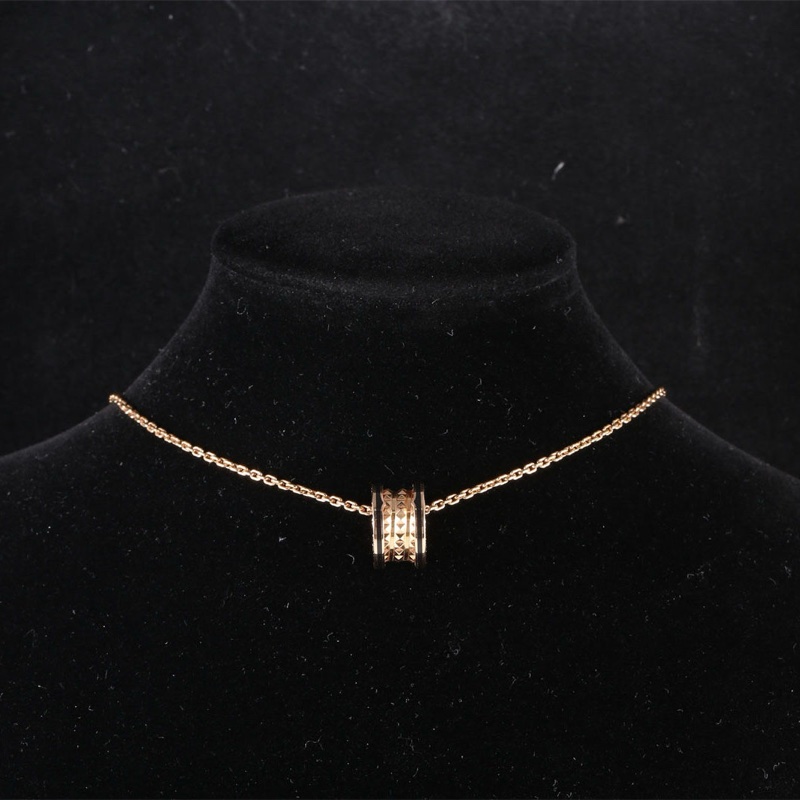BVLGARI(寶格麗)  18K玫瑰金 玫瑰金 B.ZERO1rock 鉚釘彈簧 項鏈 18K-0