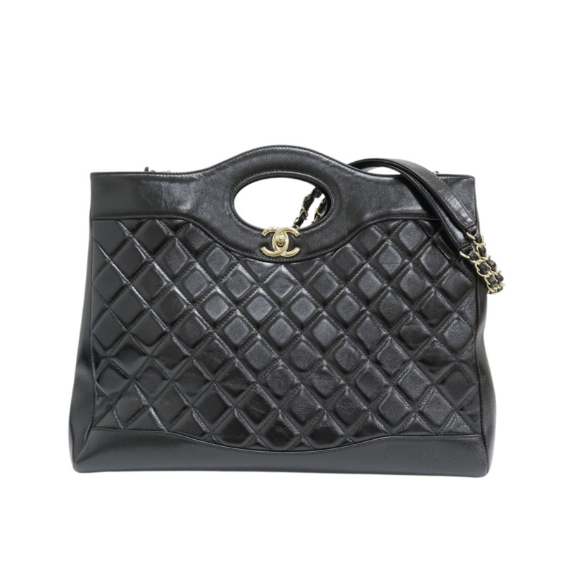 黑色 菱格紋 亮面牛皮 Large 31 兩用包【CHANEL 香奈兒】 AS4855-0