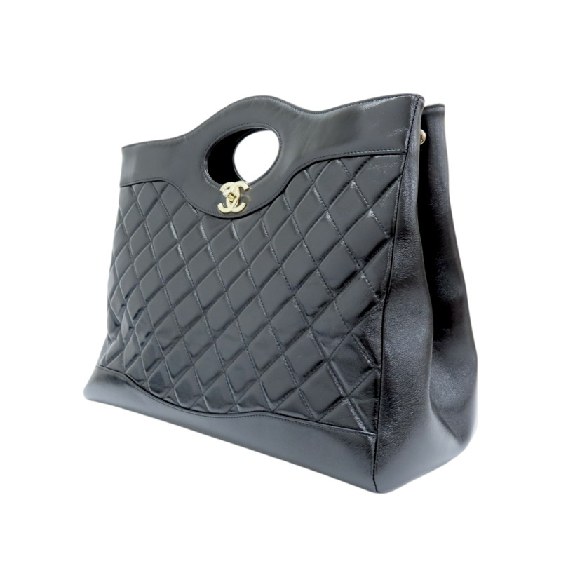 黑色 菱格紋 亮面牛皮 Large 31 兩用包【CHANEL 香奈兒】 AS4855-2