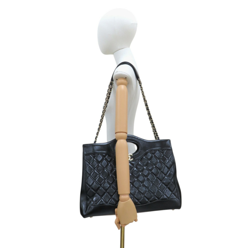 黑色 菱格紋 亮面牛皮 Large 31 兩用包【CHANEL 香奈兒】 AS4855-10