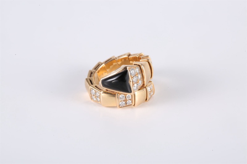 BVLGARI(寶格麗)  18K玫瑰金 鑽石 玫瑰金 SERPENTI 蛇戒 間鑽 18K-3