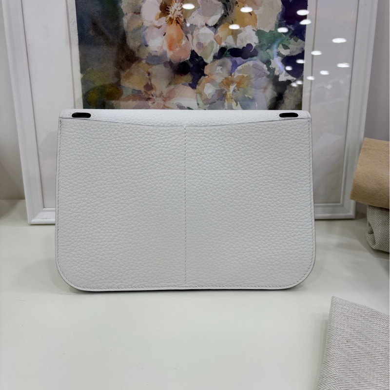 👜 Hermes Halzan 25 新白色 拼氣泡綠 銀扣 B刻 有購證-10