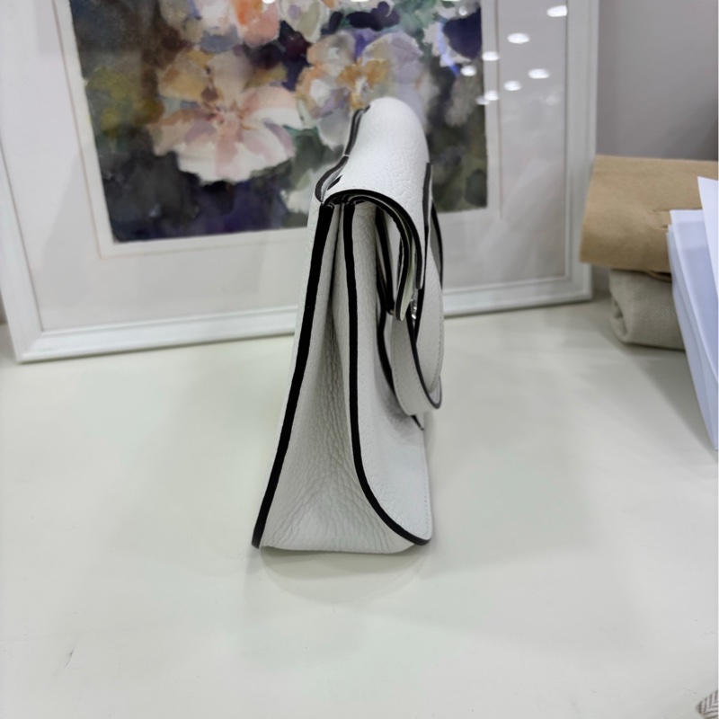 👜 Hermes Halzan 25 新白色 拼氣泡綠 銀扣 B刻 有購證-11